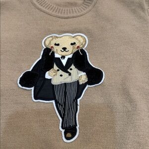 Beige Sweater with Bear Design no tags no brand, it’s not Ralph Lauren